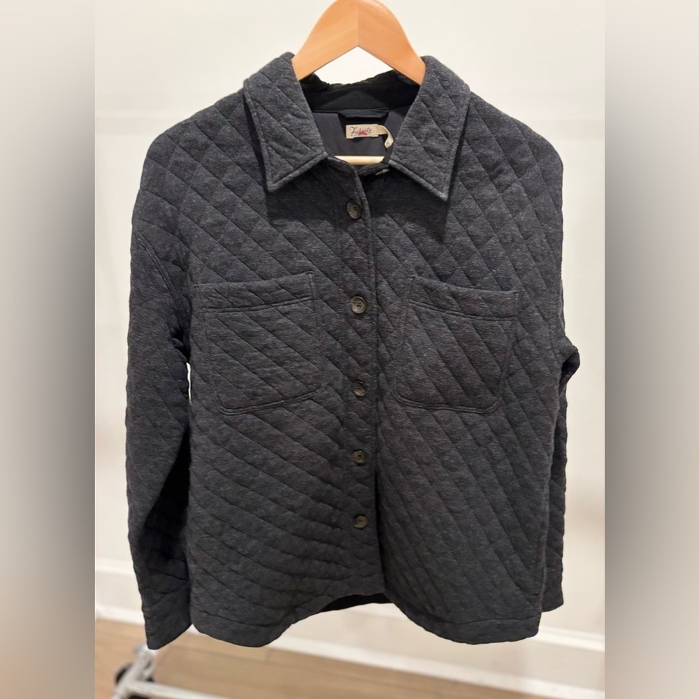 Faherty Navy Quilted Utility Jacket
